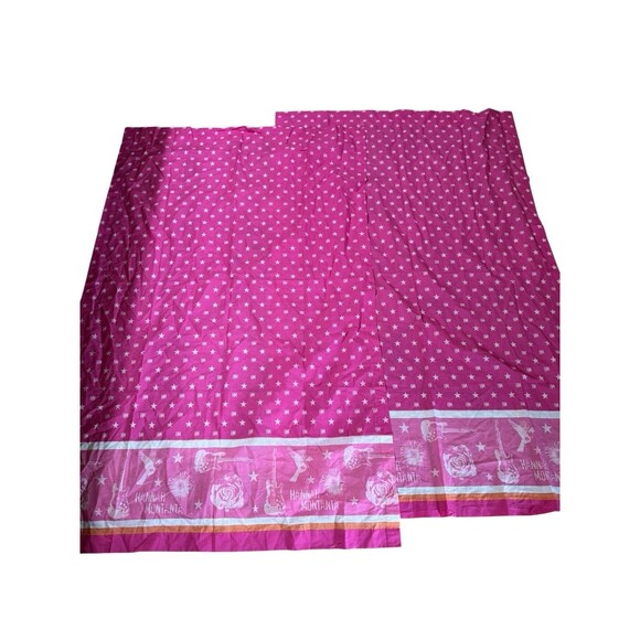 Disney Hannah Montana Vintage Y2K Curtains Pink Pole Top 63x40 Set - Picture 1 of 9